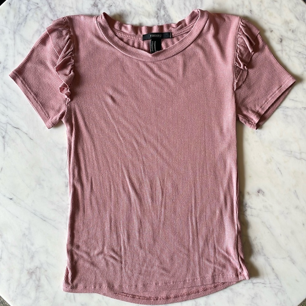 Forever 21 Ribbed Dusty Rose Top Size Medium